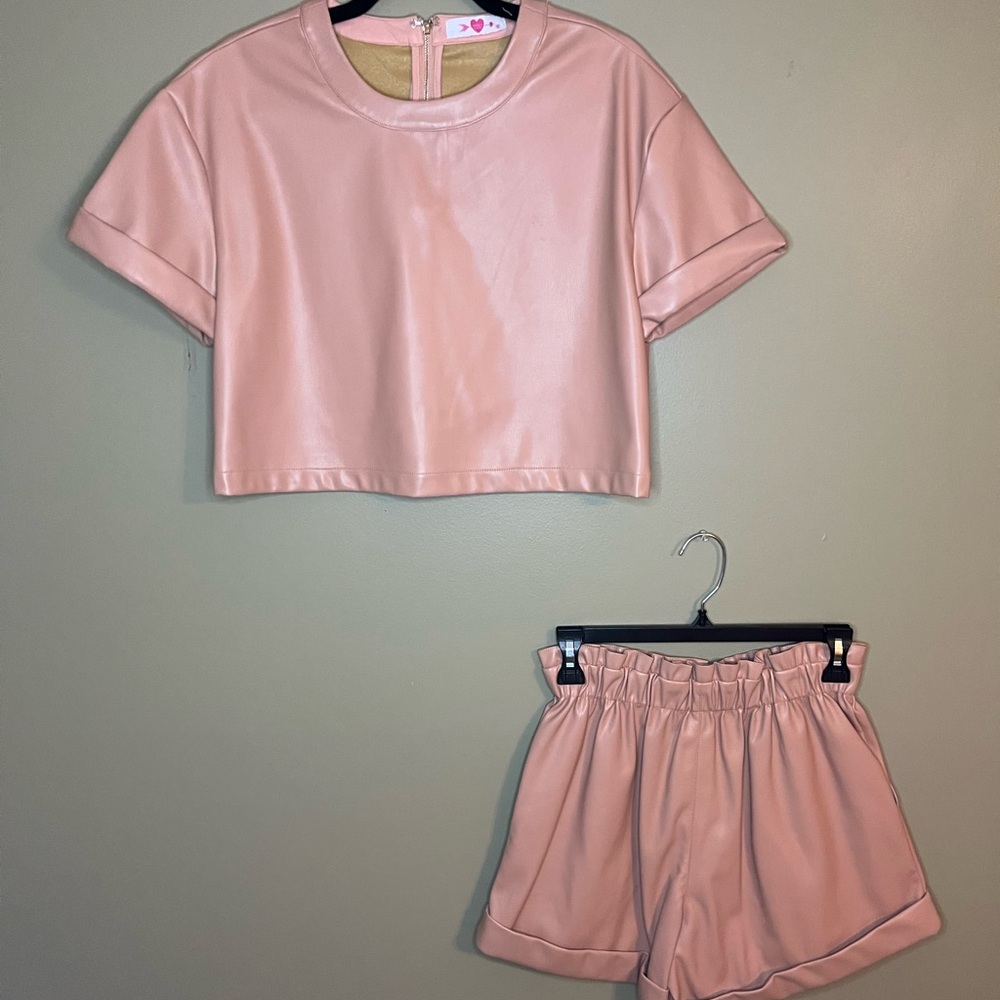 Buddy Love Two Piece Faux Leather Set Nude Women’s Small/Medium